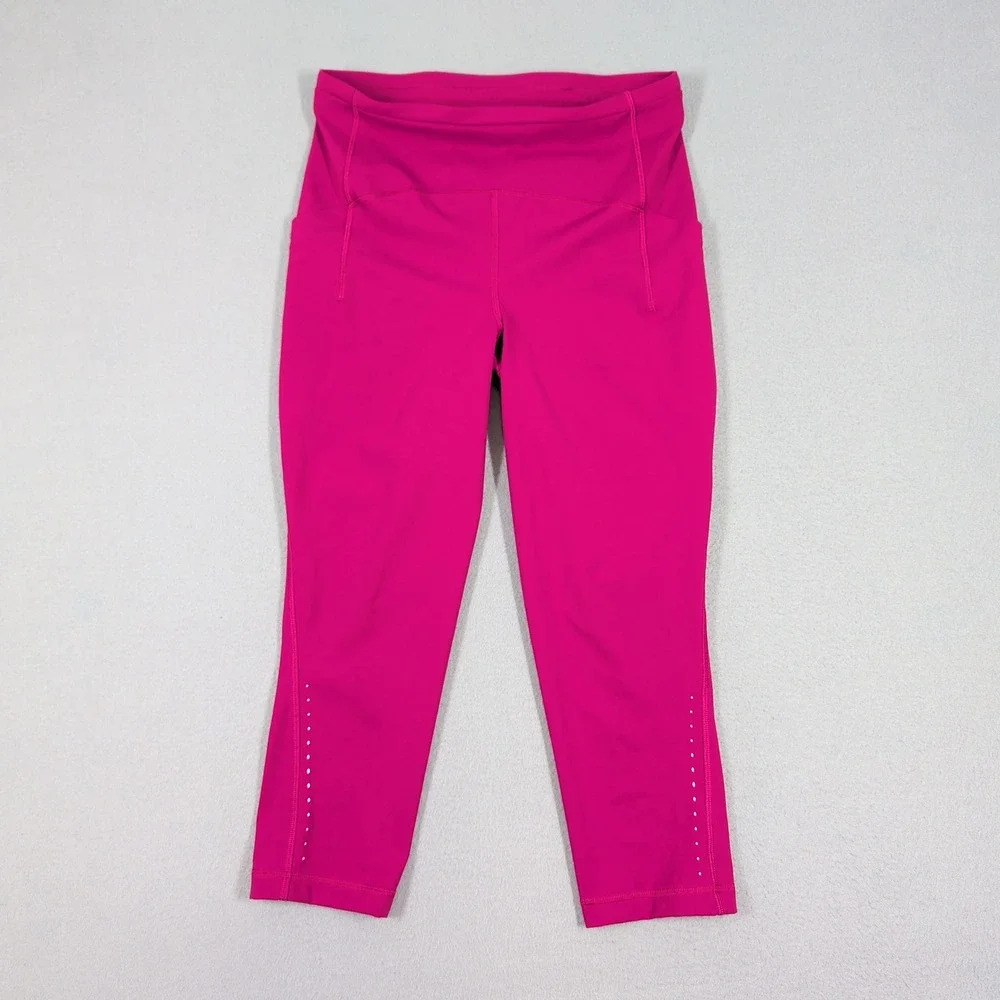 Lululemon Leggings Women 8‎ Pink Speed Up Crop Yoga Running Athletic Activewear